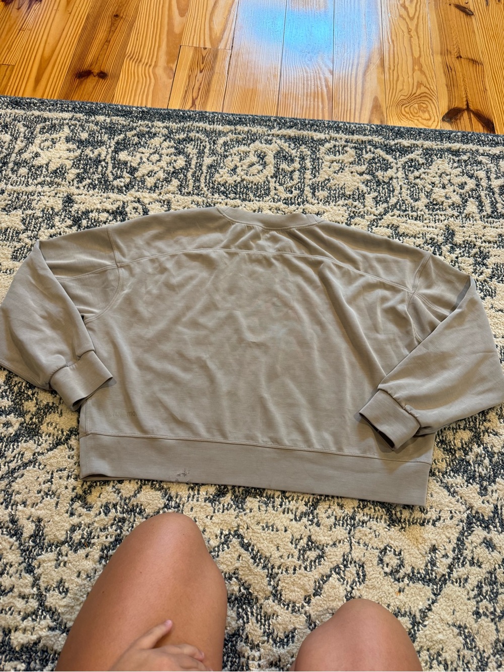 lululemon athletica Scoop Neck Sweatshirt in Taupe two flaws shown - Picture 2 of 4